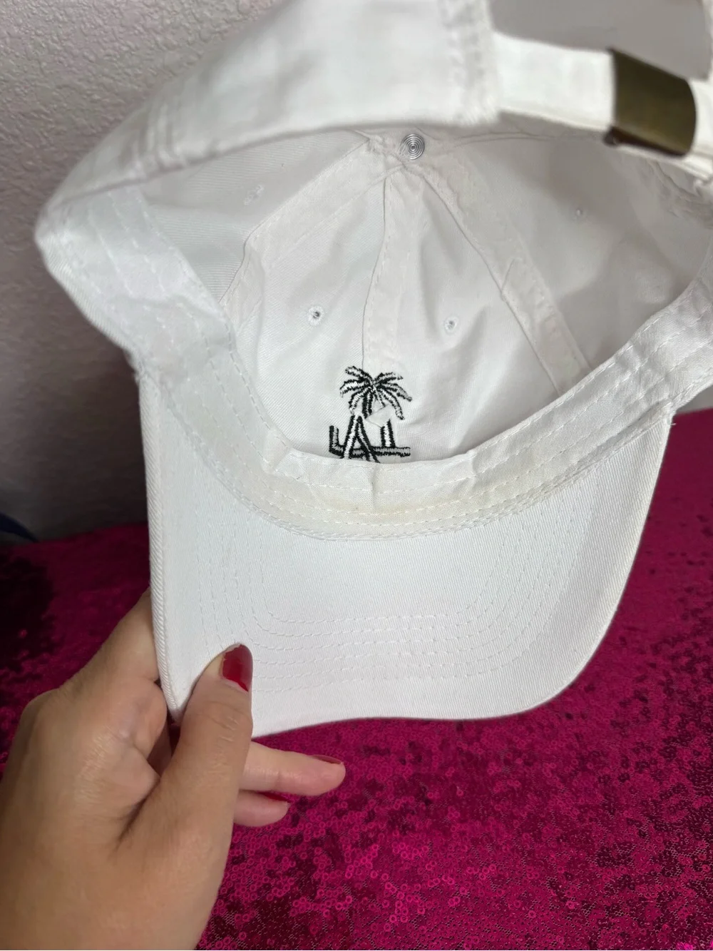 3/for $15 🍒 LOS ANGELES Apparel White Baseball Cap, Black Palm LA Logo - Unisex
